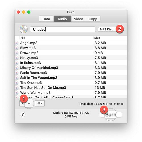 Agregar canciones de Apple Music para grabar