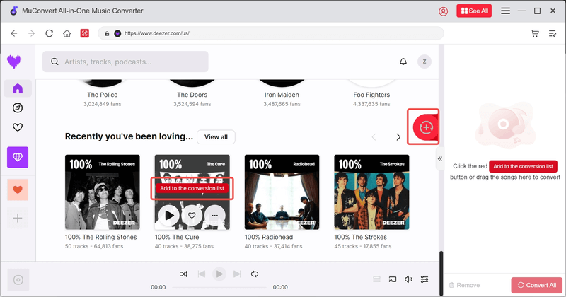 Select Deezer Music to Convert