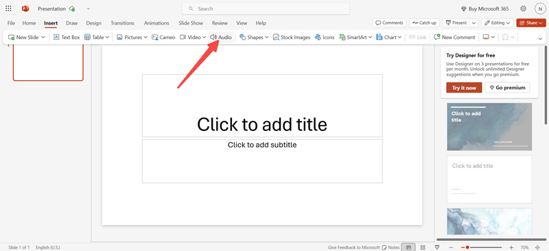 Dodawanie muzyki Spotify do programu PowerPoint Online