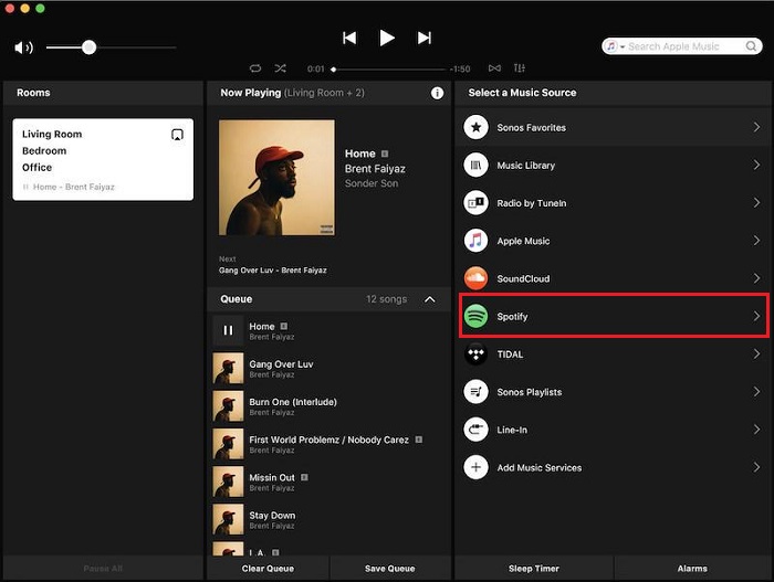 Dodaj Spotify do Sonos Mac