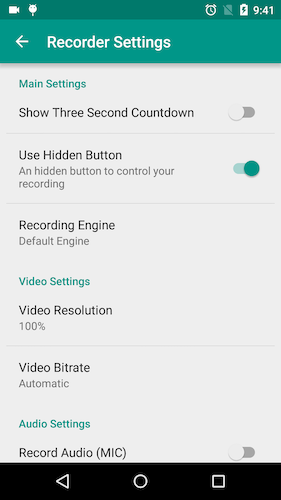 Do Recorder Settings in ADV Screen Recorder