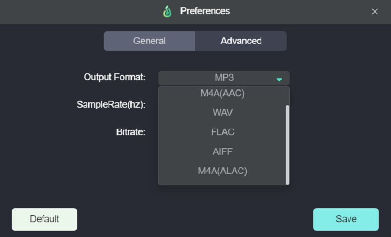 Preset Output Format and Output Quality