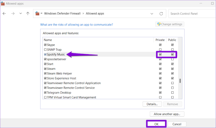 Allow Spotify in Firewall Settings