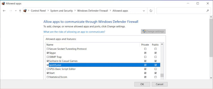 Allow Spotify in Windows Firewall