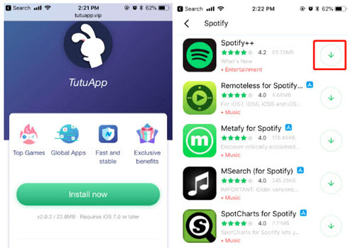 Get Spotify++ on Android from TutuApp