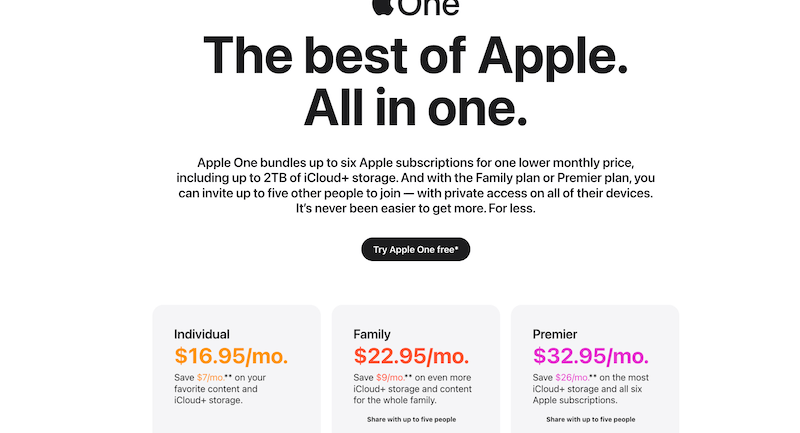 Get Apple One 1-month Free Trial for Free