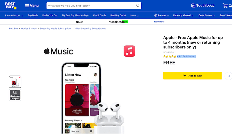 Get Apple Music for Free on Best Buy