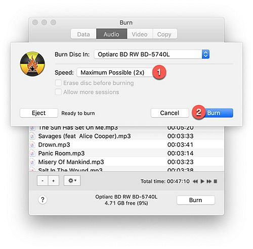 Nagraj muzykę Apple na płytę CD na komputerze Mac w programie Burn