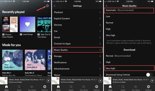 Check Spotify Audio Bitrate on Mobile