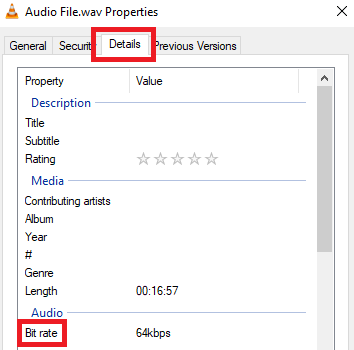 Check Audio Bitrate on Windows