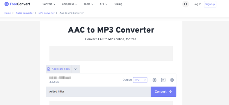 Convert AAC to MP3 with FreeConvert