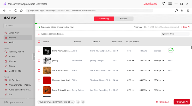 Pobieranie Apple Music przez MuConvert