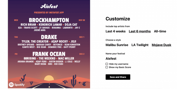 Customize Spotify Music Festival Lineup