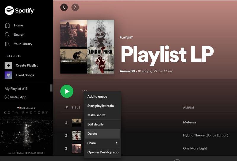 Delete Spotify Playlists on Computer