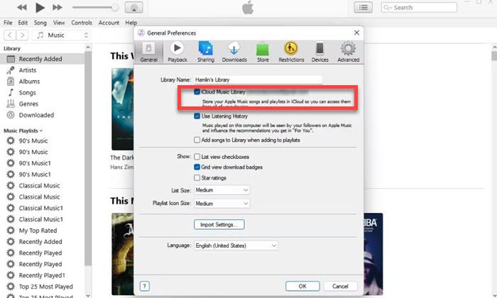 Disable iCloud Music Sync on Windows PC