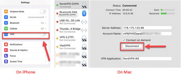 Disable VPN on Mac/iPhone