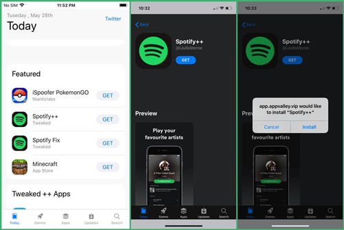 Get Spotify++ on iOS via AppValley