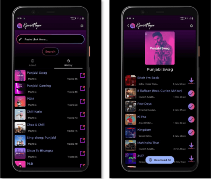 Home page del downloader di Spotify