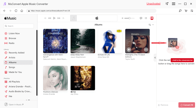 Agregue canciones de Apple Music para convertir