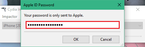 Enter Apple ID in Cydia Impactor