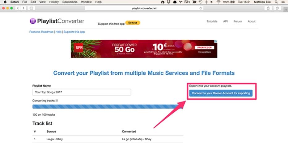 Export Spotify Playlist to Deezer