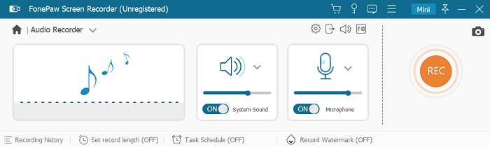 FonePaw Audio Recorder Interface