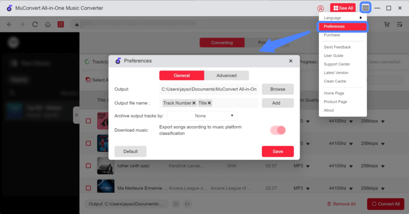 Preset Output Settings