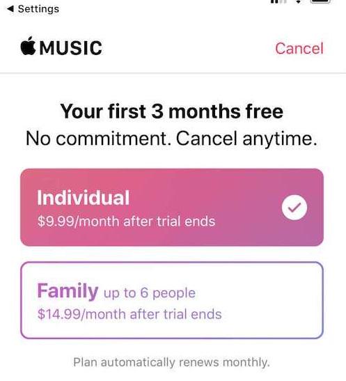 Uzyskaj 3-miesięczną bezpłatną wersję próbną Apple Music jako nowy subskrybent