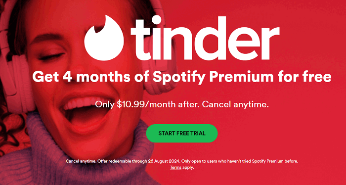 Get Spotify Premium Free with Tinder