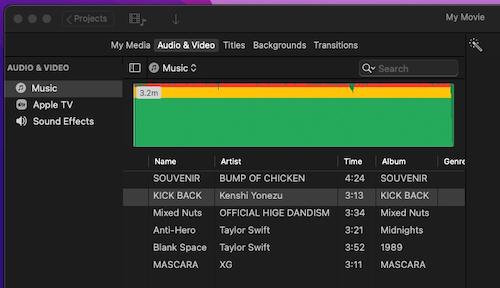 Dodaj zakupioną muzykę Apple do iMovie na Macu