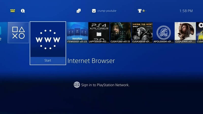 Internet Browser on PS4