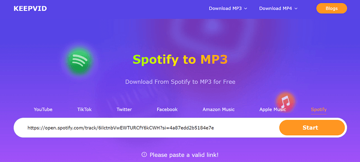 Convertisseur KeepVid Spotify en MP3
