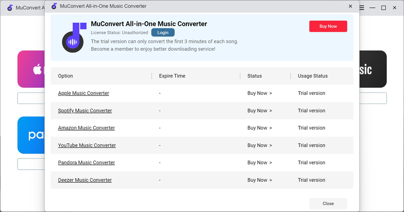 MuConvert Deezer Registration Window