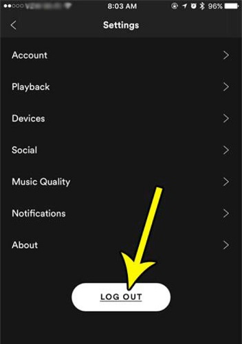Log out Spotify Account in Mobile App