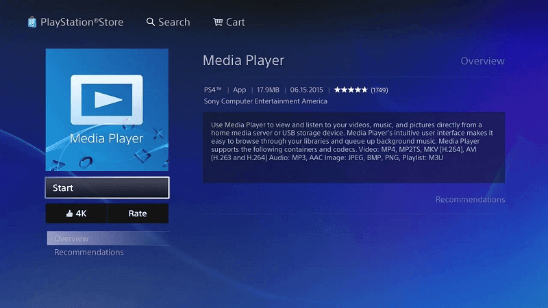 Media Player on PS4