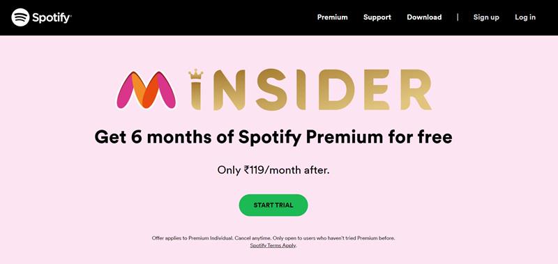 Myntra Insider Spotify Premium Free