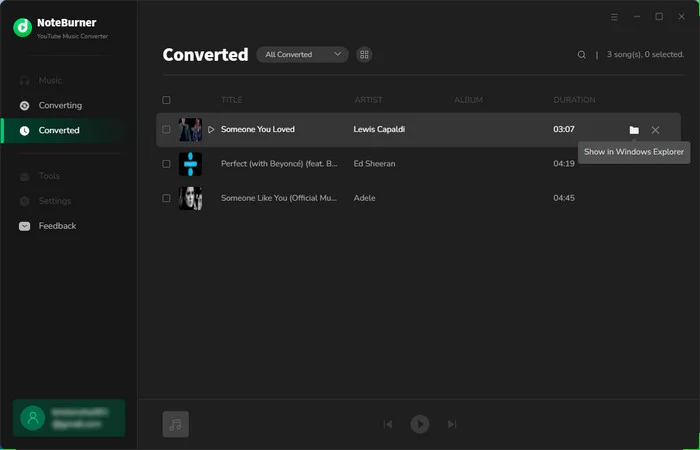 NoteBurner YouTube Music Converter’s Successful Downloads