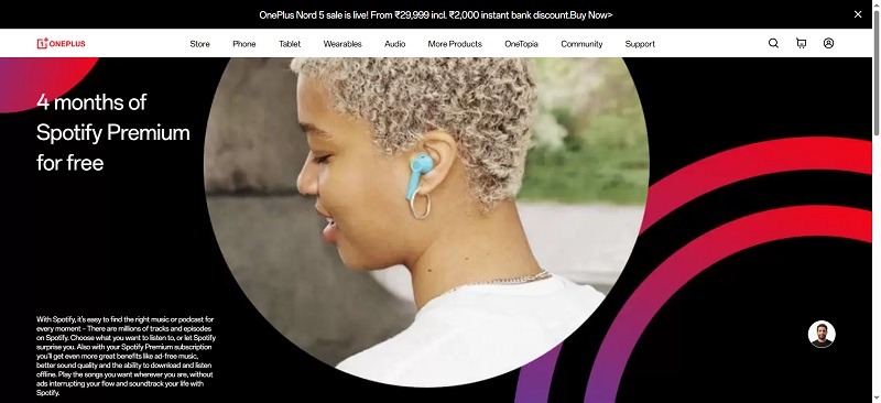 OnePlus Spotify Premium Free for 4 Months