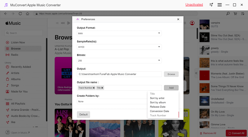 Customize Output Quality to Download Apple Music