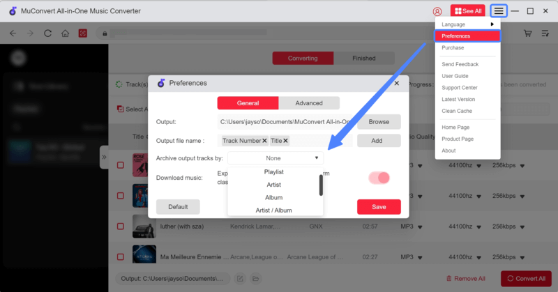 Preference for Output Folders