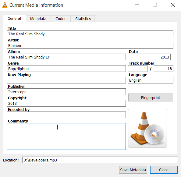 Удаление авторских прав из MP3-файла с помощью VLC Media Player