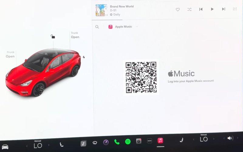 Screen QR Code on Tesla Touchscreen