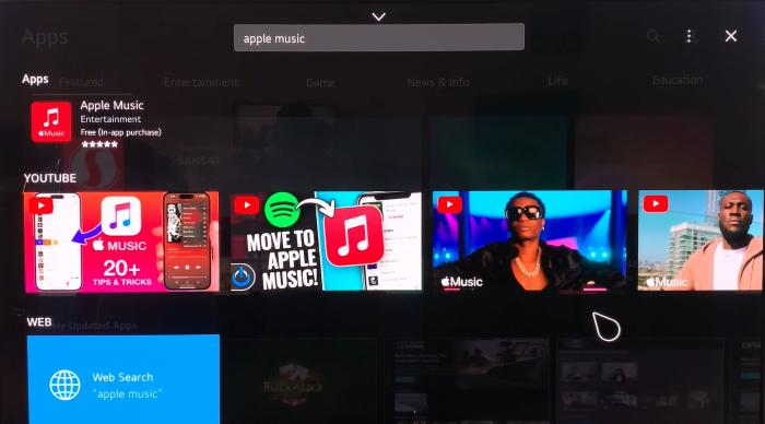 Search Apple Music App on Android TV