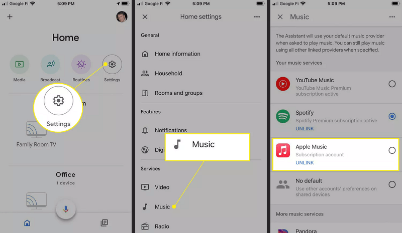 Set Apple Music as Default Music Service