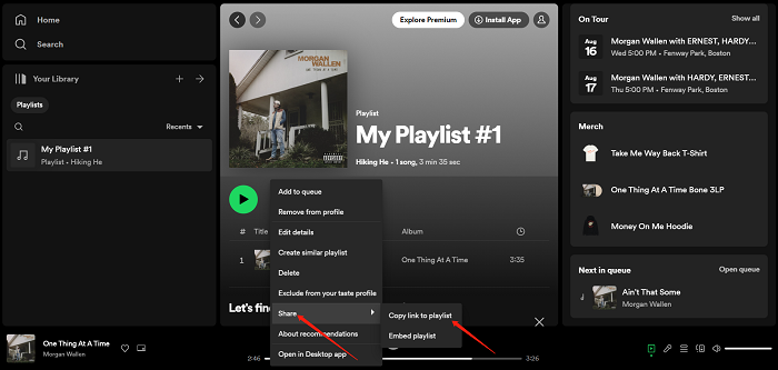 Condividi playlist su Spotify desktop