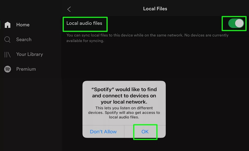 Afficher les fichiers locaux sur Spotify sur iPhone