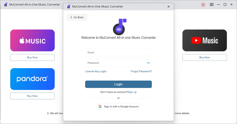 MuConvert Deezer Login Window