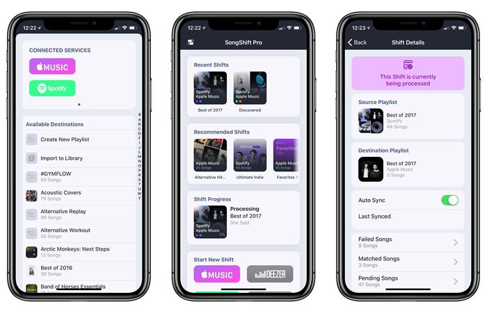 SongShift Transfer Spotify to Apple Music on iPhone