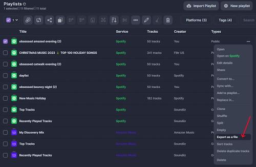 Export Spotify Playlists to Excel via Soundiiz