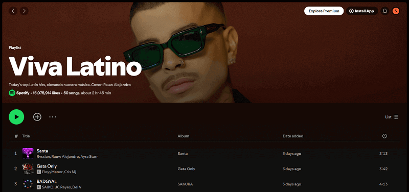 Spotify Playlist Viva Latino